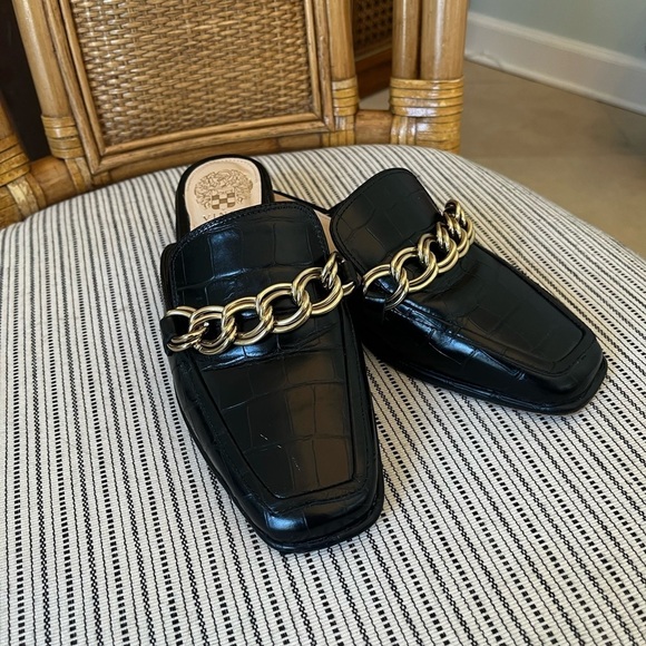 Vince Camuto Black & Gold Mules - Picture 4 of 9